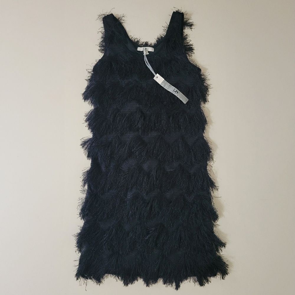 Ya Los Angeles Black Shaggy Chevron Tank Top Dress
